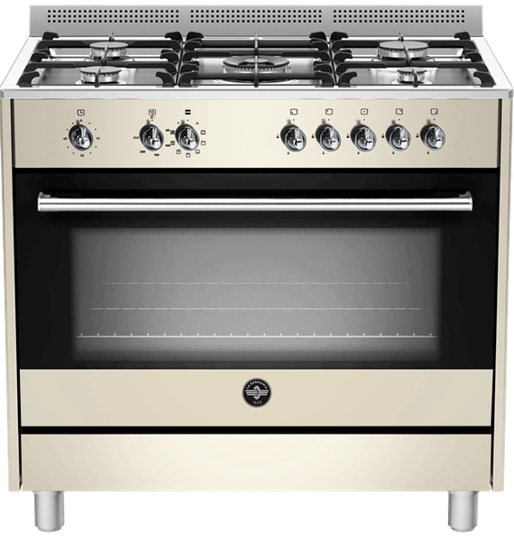 La Germania Rustica 90cm Gas Stove 5 Gas Burner Hob 9MF Electric Oven Cream