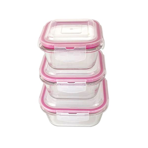 Educat Glass Dishes Square Pack (Pink)