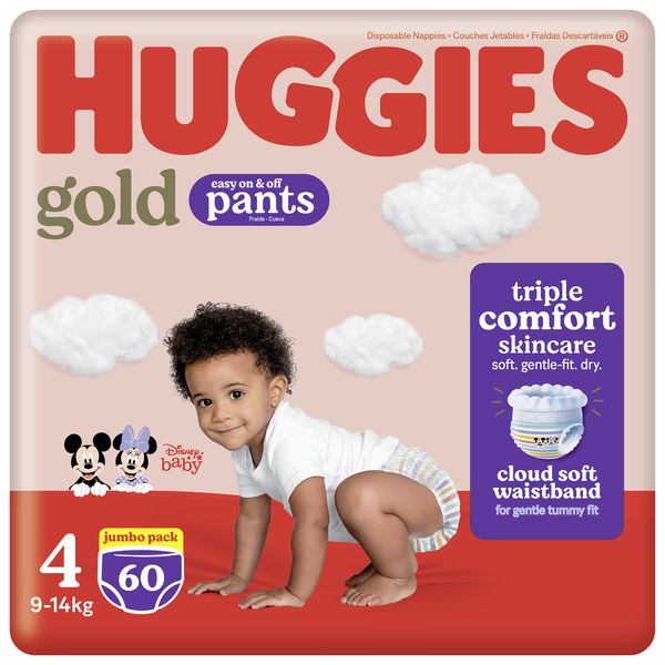 Huggies Gold Disposable Nappy Pants - Size 4 Baby - 60 Pants Jumbo Pack