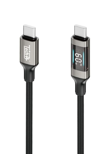 TechZA 60W USB-C to USB-C Fast Charging Cable with LCD Display - 1m CA30