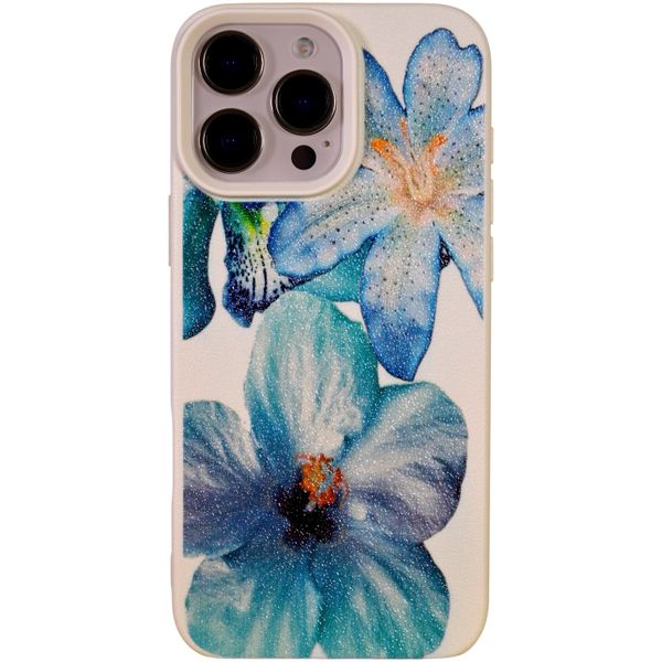 Phone Case With Blue Blossom Floral - Compatible with 15 Pro Max - Beige