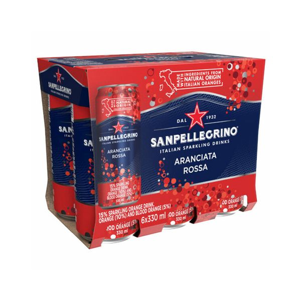Italian Sparkling Drinks Sanpellegrino Aranciata Rossa - 6 x 330ml