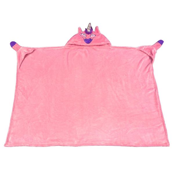 Kids Super-Soft &amp; Cuddly Light Up Eyes Unicorn Design Blanket - Pink