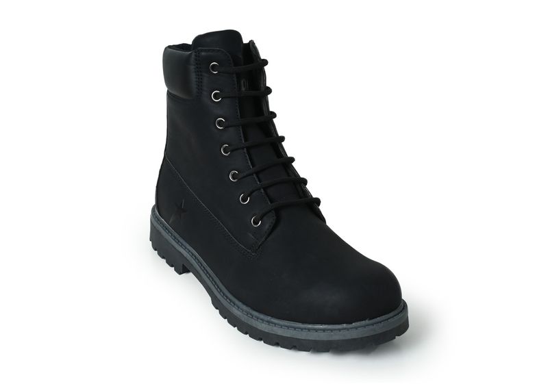 Soviet Men's Allan Hi Cut Lace Up Nubuck PU Boot - Black Mono