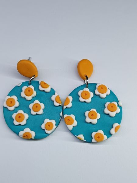Clay by Nadia K Polymer Clay Flower Power Drop Dangle Earrings