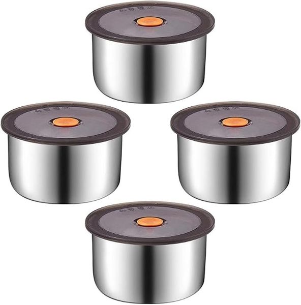 4 Pieces Stainless Steel Snacks Box with Silicone Lid
