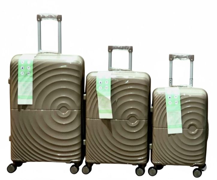3-Piece ABS Hard Shell Trolle Bag Set with Spinner Wheels Metallic Khaki