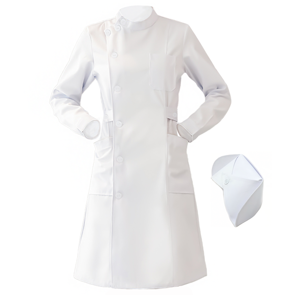 Women's Nurse Medical Robe Nurse Suit Uniform Lab Coat With Hat Cosplay