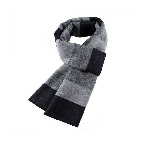 Autumn and winter new men's black and gray horizontal striped long scarf