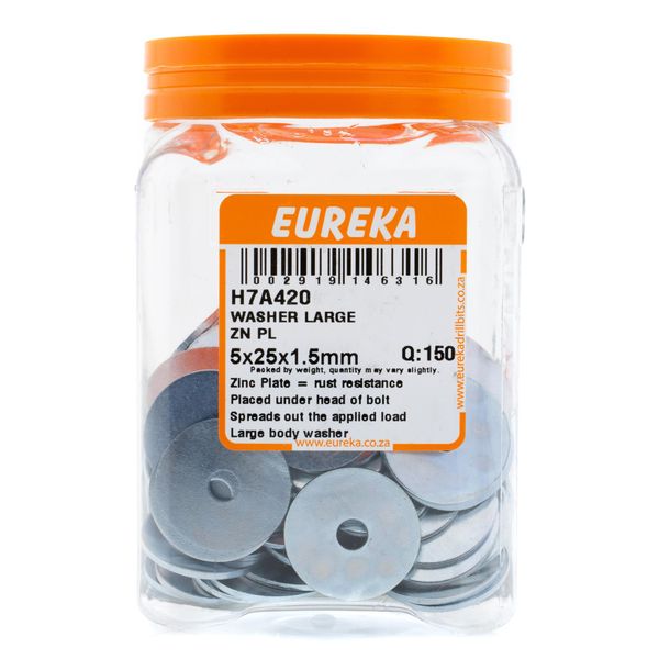 EUREKA Large Body Washer Zinc Plated 5 x 25 x 1.5mm Q:150 H7A420
