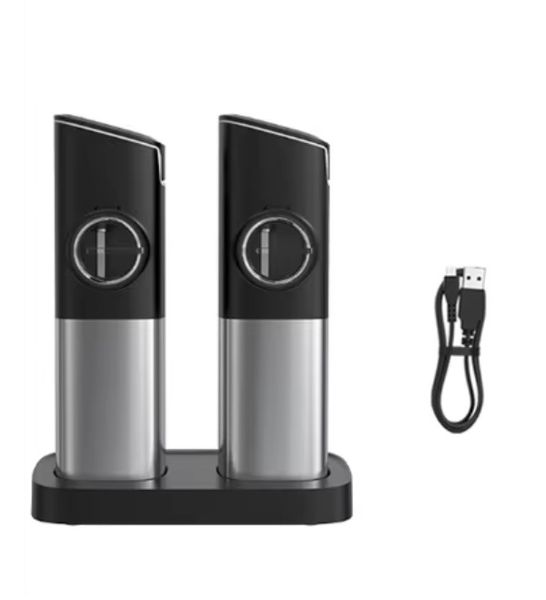 Salt And Pepper Grinder Including Rechargeable Battery And Docking Station