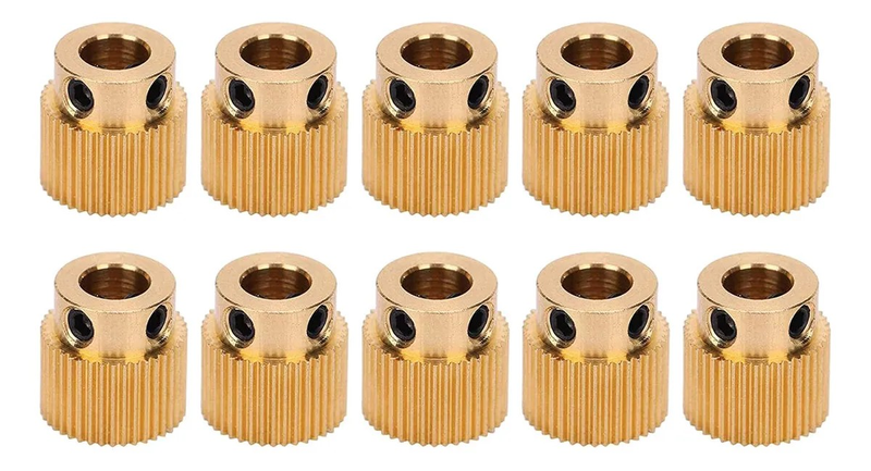 10 Piece Set - 40 Teeth Brass Extrusion Wheel Gear for 3D Printer Supplies