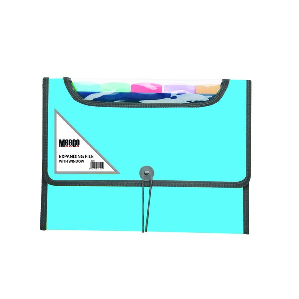 Meeco 6 Division Expanding File with Window- Light Blue