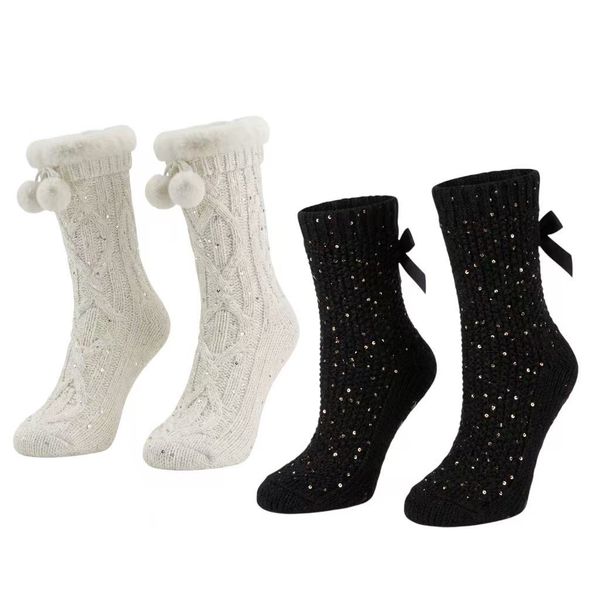 2 Pairs Luxury Thermal Slipper Winter Socks Warm And Thick
