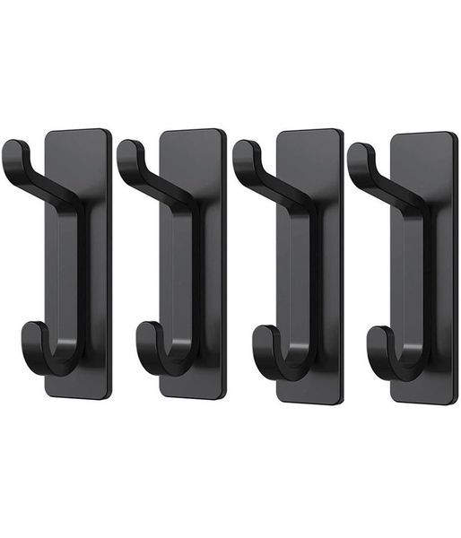4 Pack Wall Hooks for Coat &amp; Towel, 11LB Adhesive Door Hanger Stick on