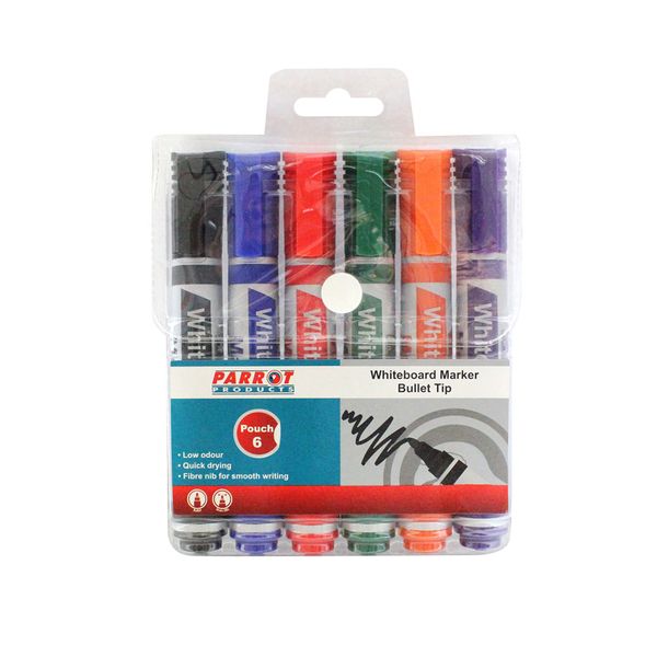 Parrot ProductsWhiteboard Marker Bullet Tip (Pack of 6 Assorted)