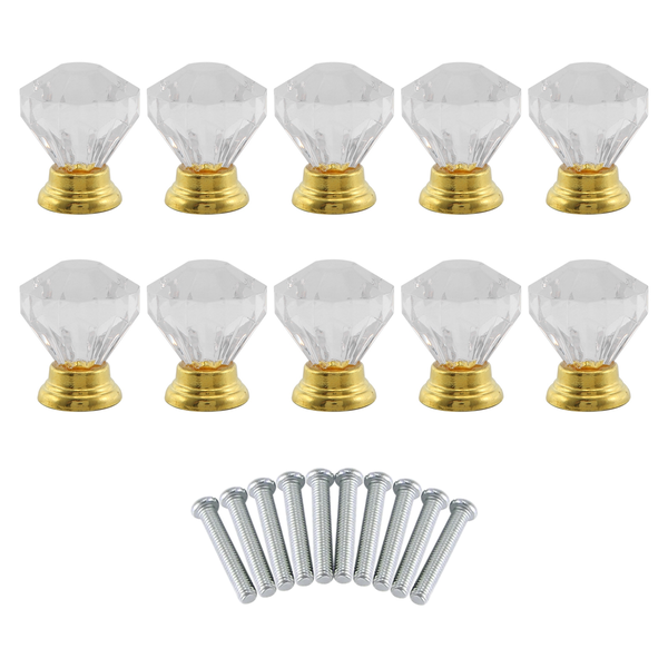 10 Pcs Crystal Glass Door Handle Diamond Dressing Table Knob
