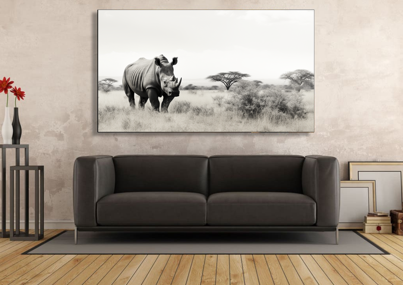 Canvas Wall Art - Rhino Grazing Abstract - IM1061