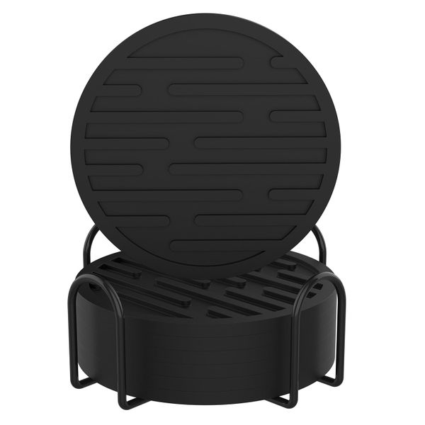 Silicone Coasters-Set of 6 Non-Slip Non-Scratch, Striped Non-Stick