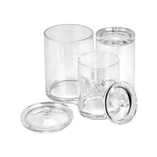 3 Compartment Acrylic Vanity Organiser with Lids