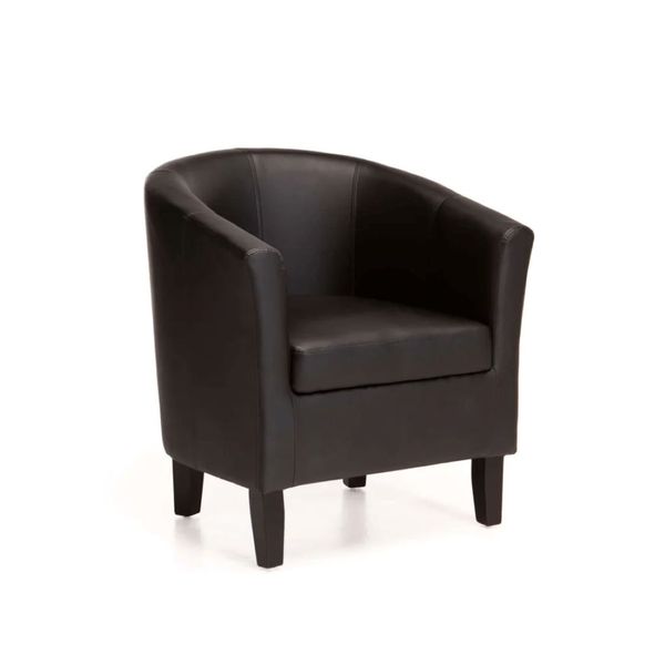 Kelly Leather Touch Tub Armchair - Black