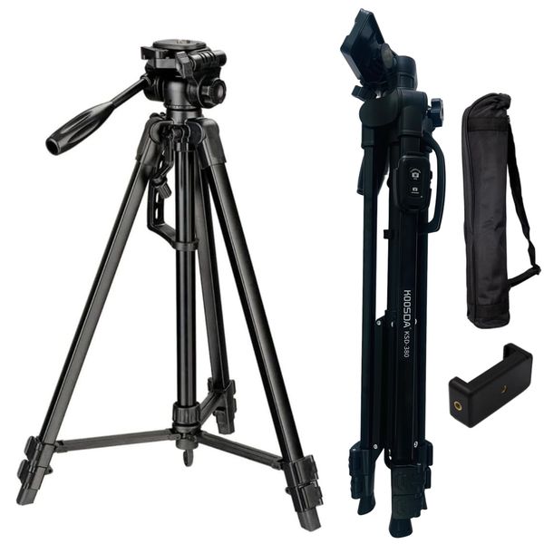 Koosda Tripod Stand For Camera and Phones, Bluetooth Remote, Phone holder -140cm