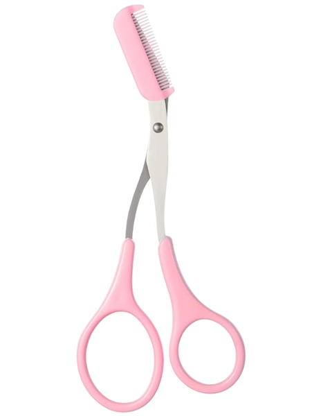 High Quality Stainless-Steel Eyebrow Trimming Scissors - Pink