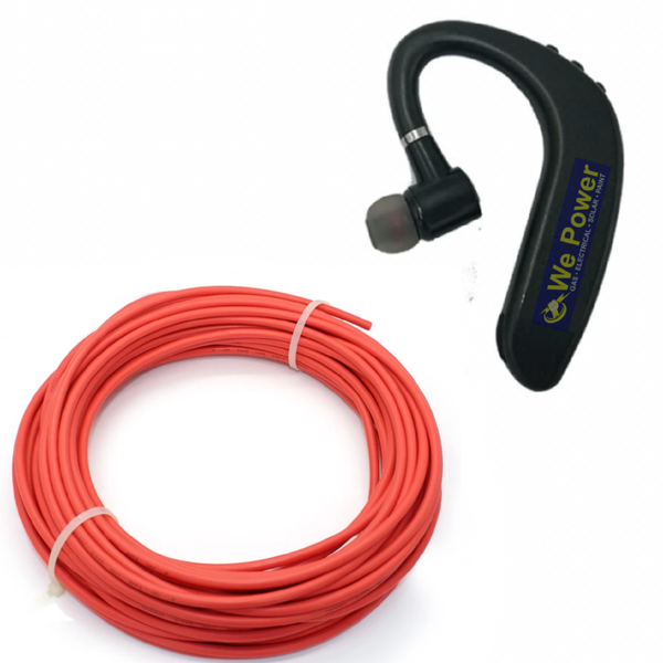 Solar Cable 20 Meter, 4mm Red &amp; Wireless Monaural Bluetooth Earphone