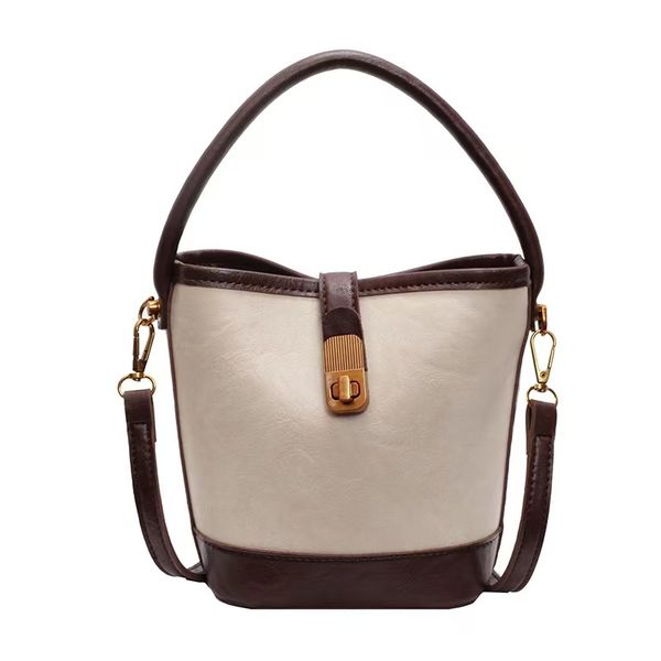 Women's Fashion White Bucket Bag Casual Shoulder Crossbody Bag