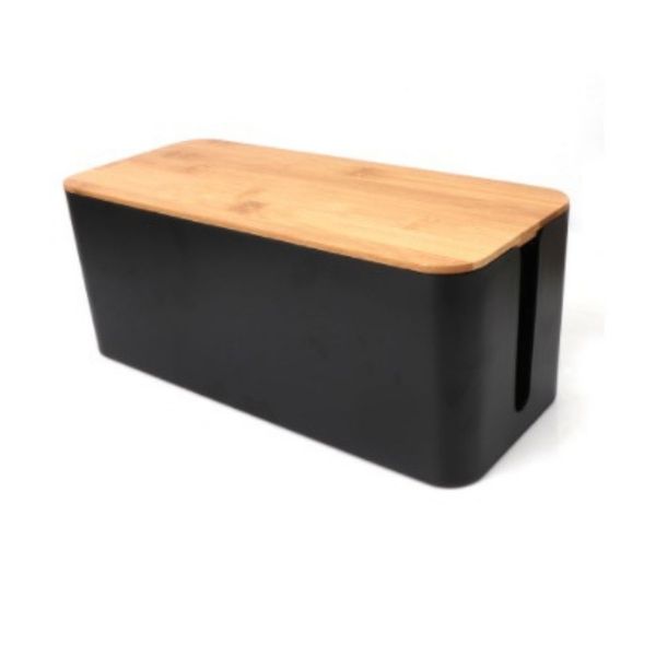 Cable Cord Concealing Box with Bamboo Lid - Small