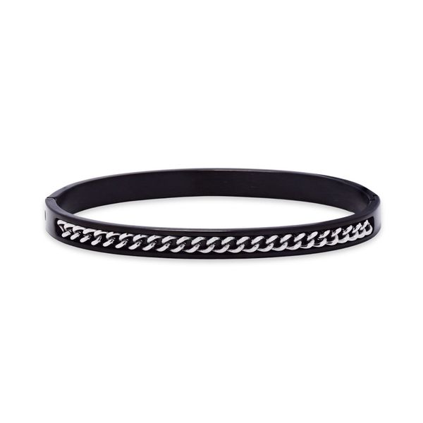 Xcalibur Black Stainless Steel Chain Inlay Bangle