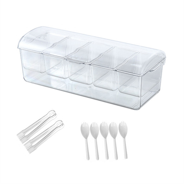 Ice Chilled Condiment Tray with 5 Containers