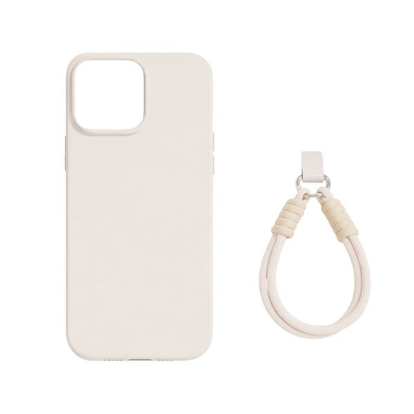 Silicone Phone Case &amp; Wrist Strap Set - Off-White - Compatible With iPhone