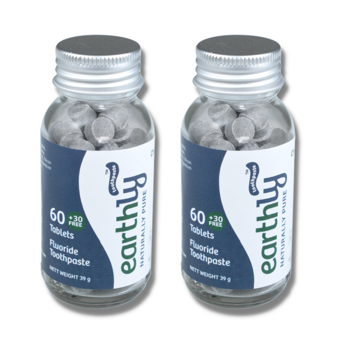 Earthly Toothpaste 2x Charcoal Whitening Cool Mint 90 Tablets