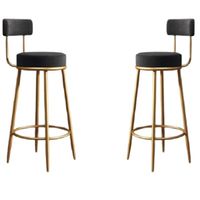 Coco French Style high bar chairs - Suede and Gold Metal - Set of 2