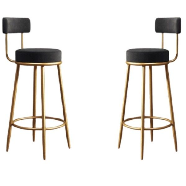 Coco French Style high bar chairs - Suede and Gold Metal - Set of 2