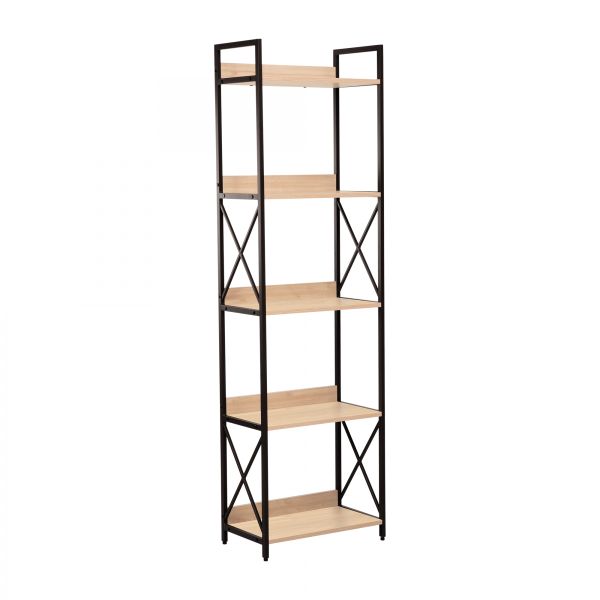 Scandanavian 5 Tier Large Bookshelf with Powder Coated Steel Frame
