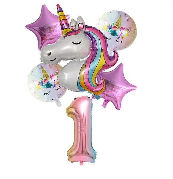 Unicorn Ballon Set for 1st Birthday