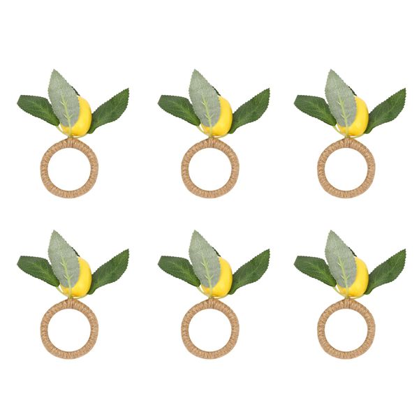 6Pcs Simulation Lemon Plant Napkin Ring Fruit Meal Buckle Napkin Ring