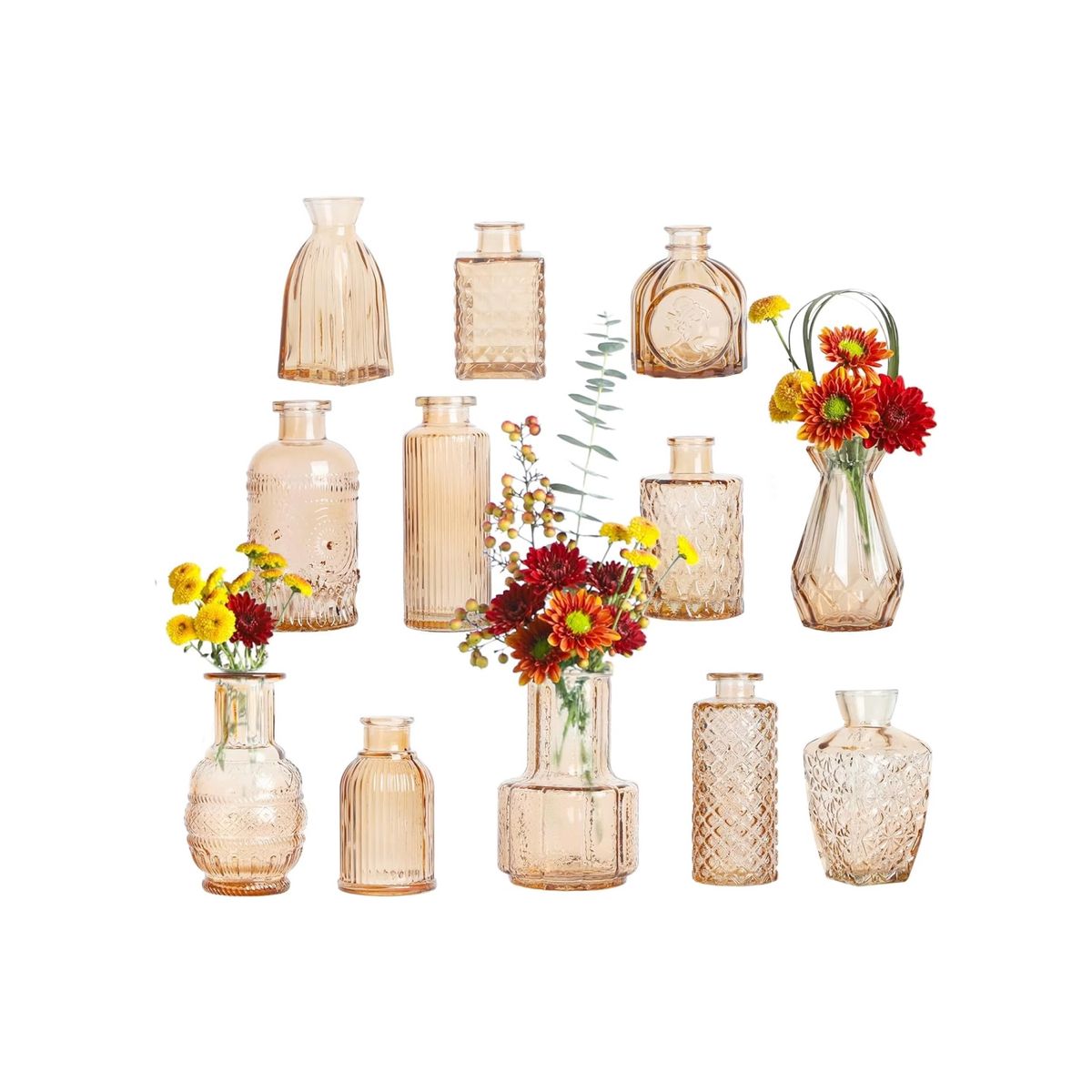 Antique Glass Vase セット 32 Pack Vintage Glass Bud Small Vase Set For Flower Home