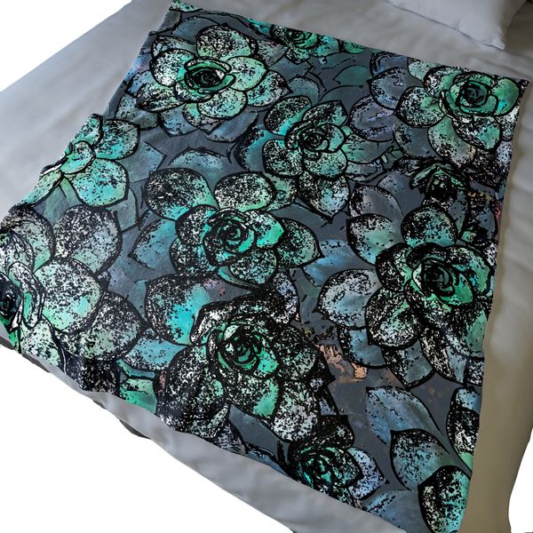 Succulents Light Weight Fleece Blanket