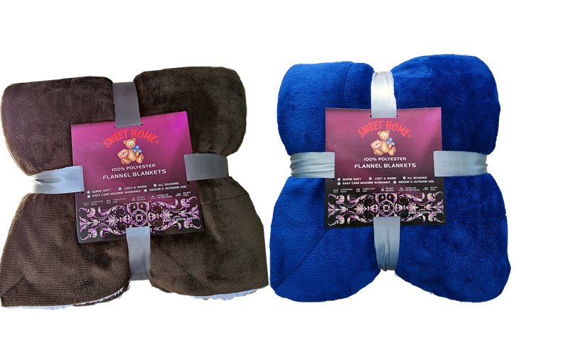 Sherpa Microfiber Reversible Flannel Blanket ,Super Soft Warm Fluffy.