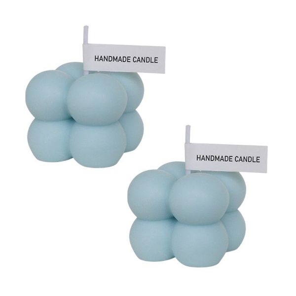 2 Piece - Handmade Bubble Scented Candle Set - Blue