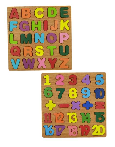 Wooden Alphabet and Number Puzzle - 52 Pieces
