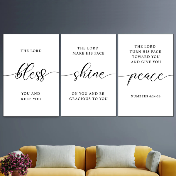 Mounted Wall Art Decor Prints - Set of 3 - 28x40cm - Background with Leaves