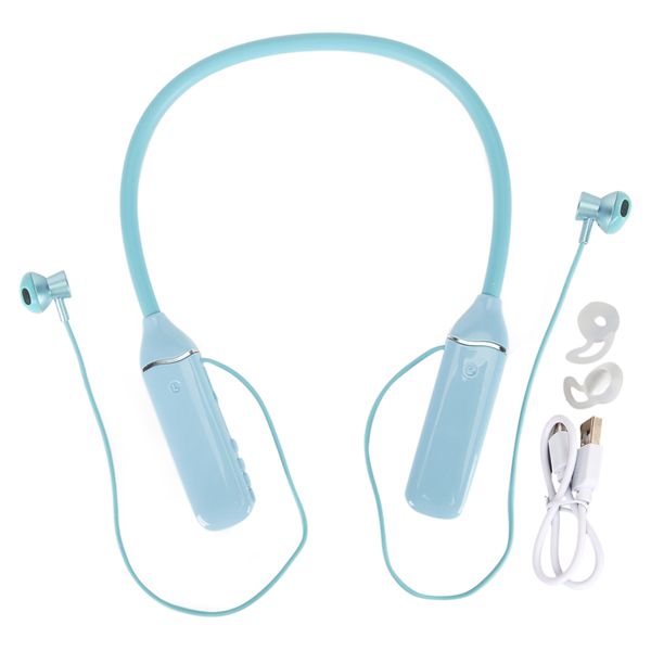 Bluetooth neckband headphones LED blue
