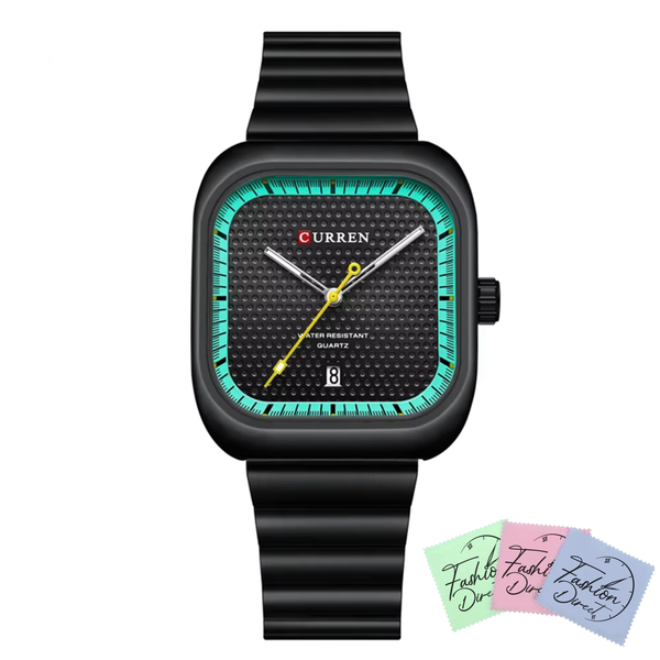 Curren - Men Fashion Stainless Steel Strap Watch - Black Strap - Adjustable