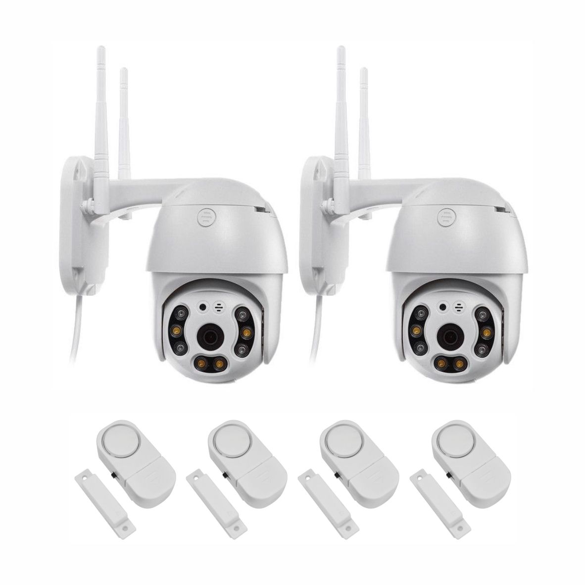 2 x Smart Wifi IP Camera 1080p + 4 x Wireless Alarm Systems