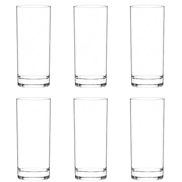 6 Pack - Tall Juice &amp; Water Glasses - Transparent