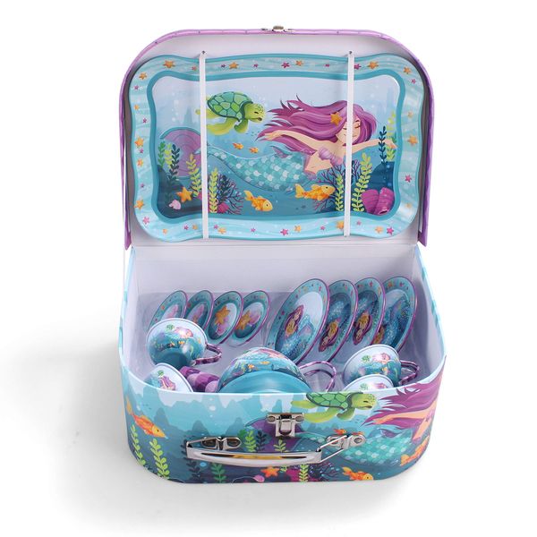 Tea Set for Kids with Case -15 Piece -Mermaid